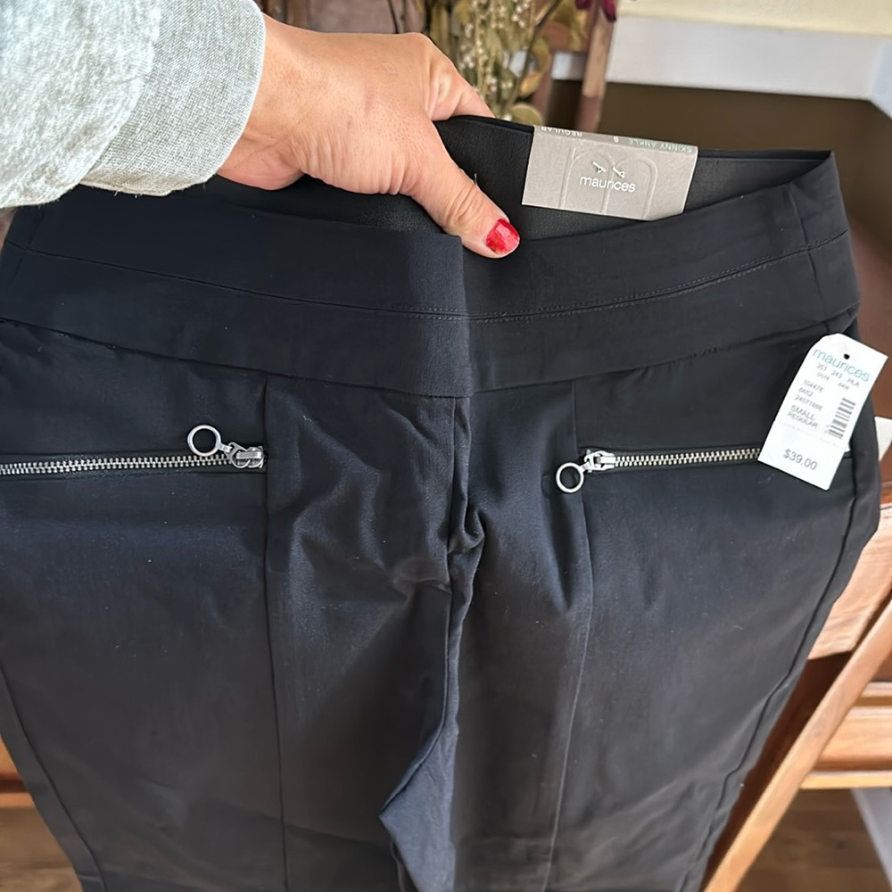 Maurice’s black pants, skinny ankle
